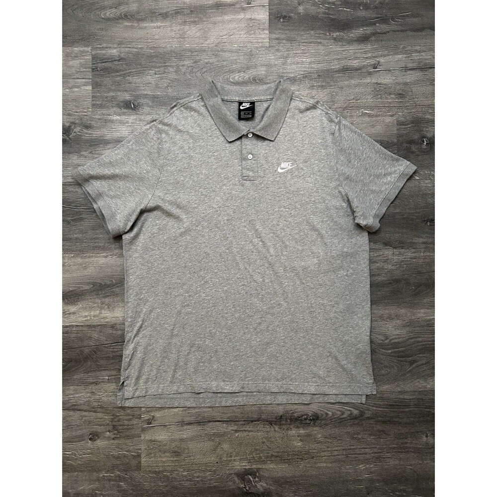 Nike Men's Sportswear Dry Polo Shirt Gray White Cotton Knit Short Sleeve XXL 2XL